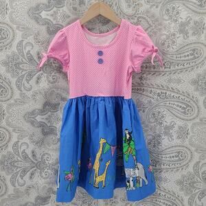 Eleanor Rose Field Trip Zoo Rhonda Dress grils Size 6-7 pink polka dots whimsy